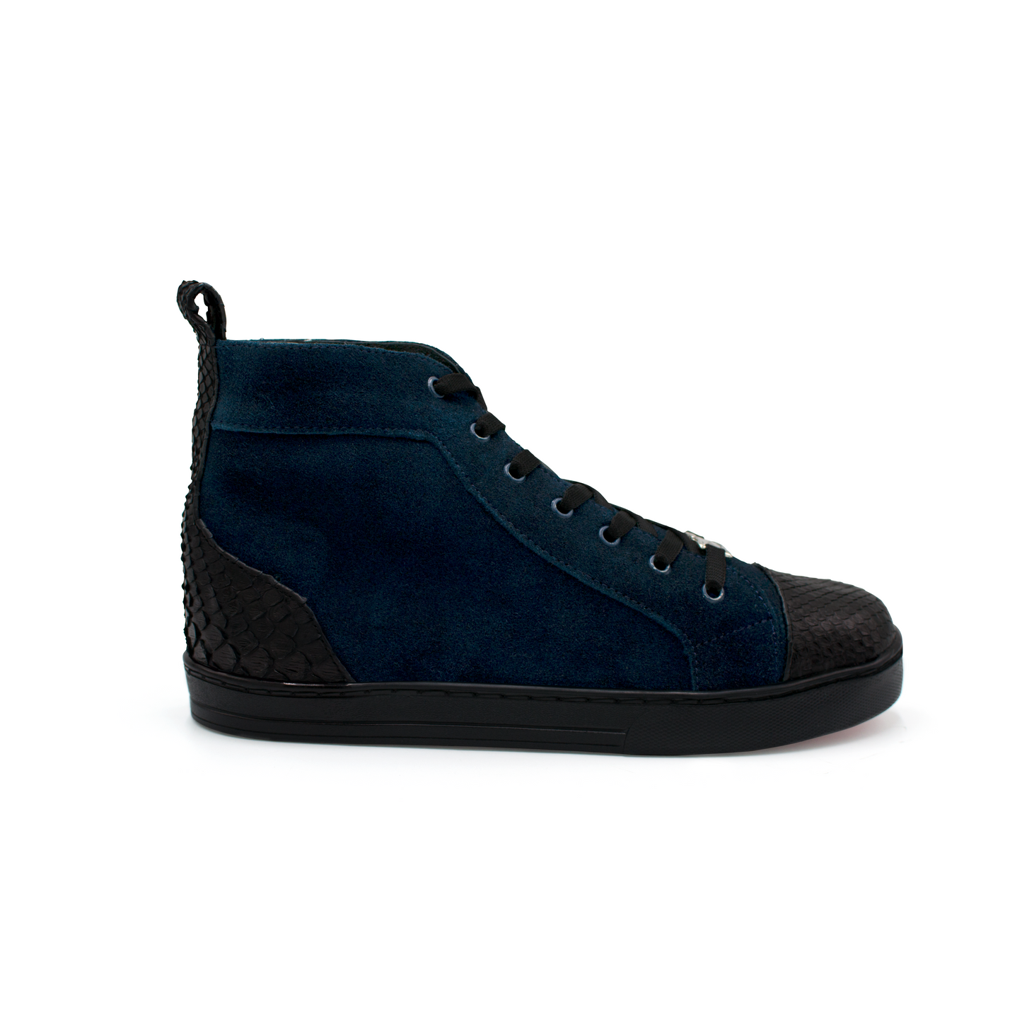 BOTINES EN PIEL DE GAMUZA AZUL CON APLICACIONES DE PITÓN - JWO982U