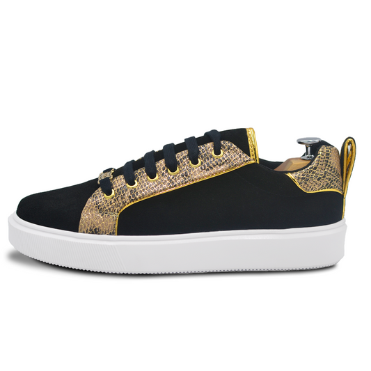 TENIS SNEAKER EN PIEL GRABADO DE PITÓN CON GAMUZA - TJIW924