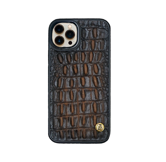FUNDA EN PIEL GRABADA DE COCODRILO- GCF110B