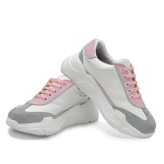 TENIS SNEAKERS PARA DAMA EN PIEL DE BECERRO Y GAMUZA GRIS - FGA712
