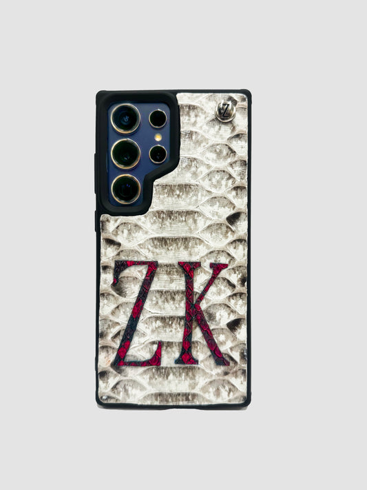 FUNDA EN PIEL DE SERPIENTE PITÓN GENUINA CON LETRAS ZK- ZK973GP