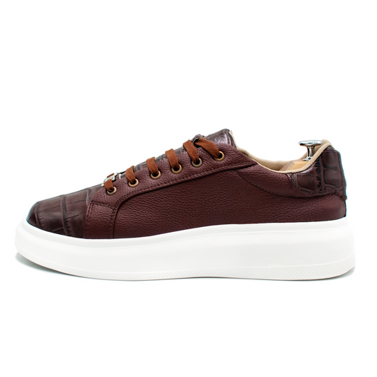 TENIS SNEAKER EN PIEL GENUINA DE COCODRILO CON RES FLOTTER -SPW092J