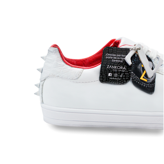 TENIS SNEAKERS BLANCOS EN PIEL GENUINA DE COCODRILO - AHS894Y