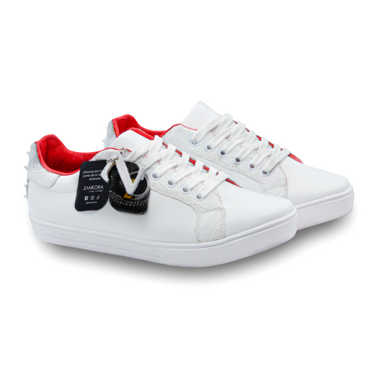 TENIS SNEAKERS BLANCOS EN PIEL GENUINA DE COCODRILO - AHS894Y