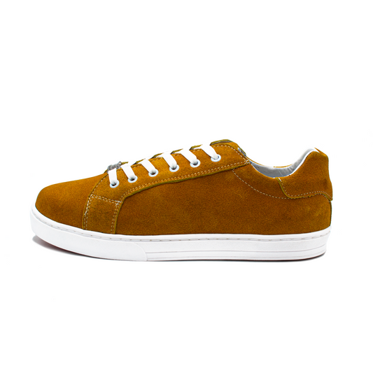 TENIS SNEAKERS COMPLETAMENTE EN PIEL DE GAMUZA MIEL - DOW023