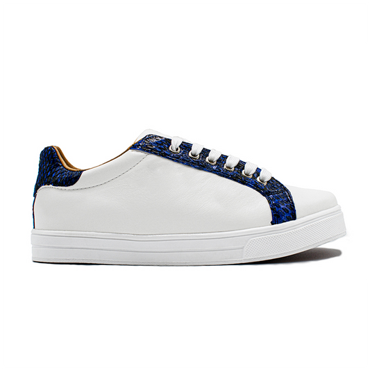 TENIS SNEAKERS DE BECERRO BLANCO CON PITÓN BITONO - PNBT584F