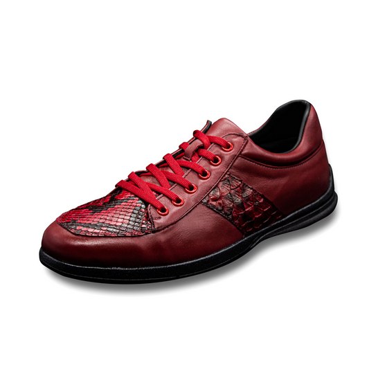 TENIS SNEAKERS EN PIEL GENUINA DE BECERRO Y PITÓN - JHF987F