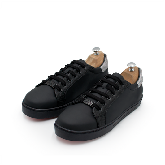 TENIS SNEAKERS EN PIEL GENUINA DE BECERRO ITALIANO CON PIEL GRABADA DE PITÓN - LWO201L