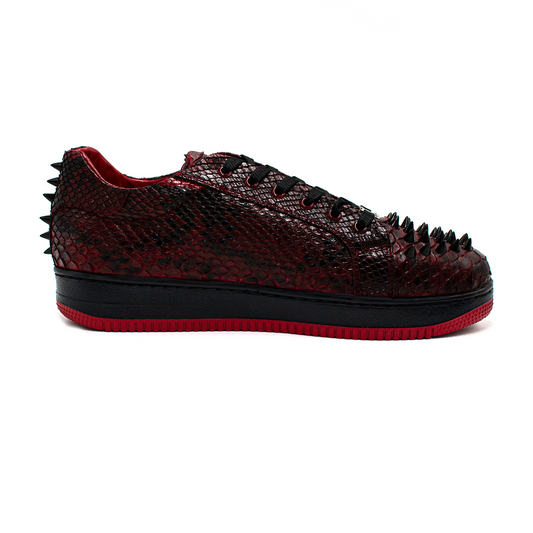 SNEAKERS COMPLETAMENTE EN PIEL DE PITON ROJO CON ESTOPEROLES - JIUO908J