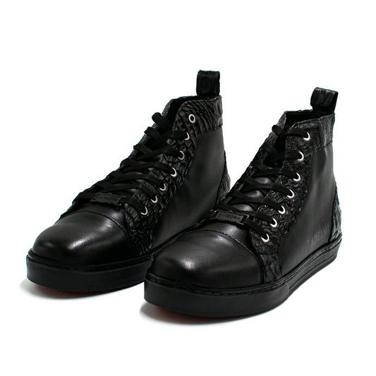 TENIS BOTINES DE BECERRO ITALIANO CON PIEL GENUINA DE COCODRILO KOI892J