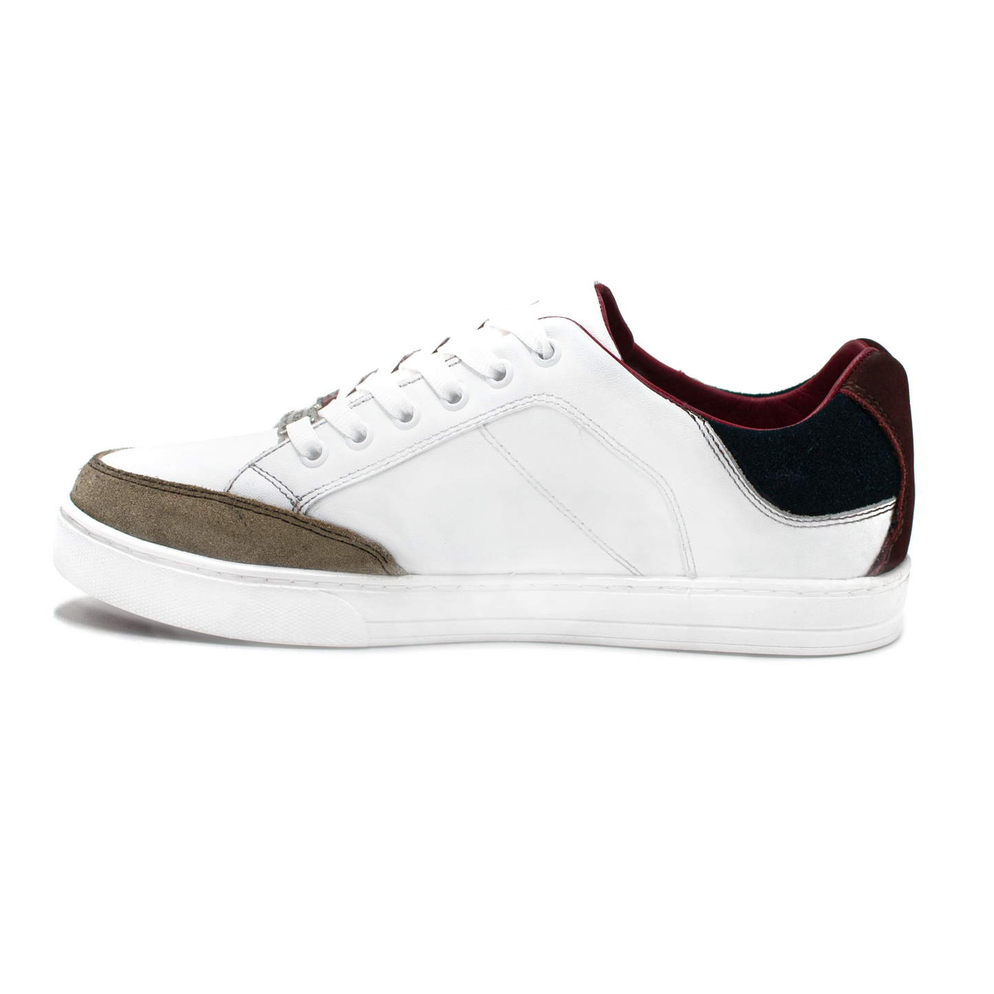 TENIS SNEAKERS DE BECERRO ITALIANO CON APLICACIONES EN GAMUZA - SJA384U