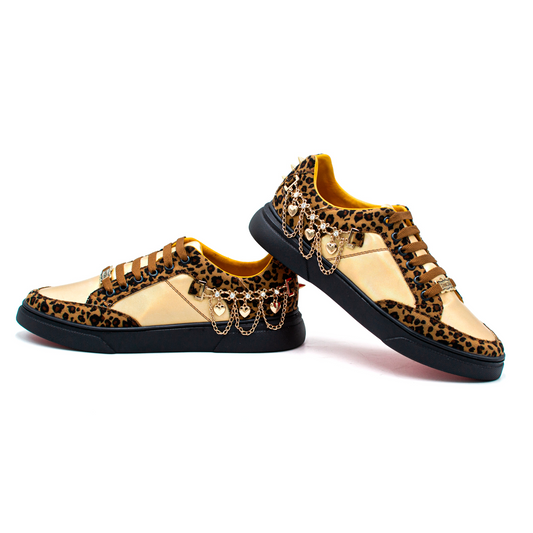 TENIS SNEAKERS EN PIEL SINTÉTICO AMARILLO CON ESTOPEROLES - JIO980L