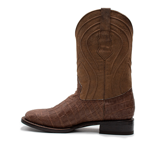 BOTAS VAQUERAS DE PIEL EXÓTICA DE COCODRILO NOBUCK - BTC989P
