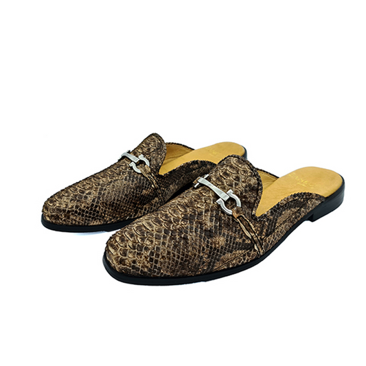 CALZADO TIPO MULE EN PIEL DE PITÓN RUSTICO ML-15