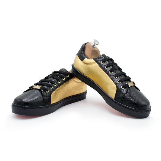 TENIS SNEAKERS DE PIEL GRABADO DE PITÓN Y SAPO - JKA897J