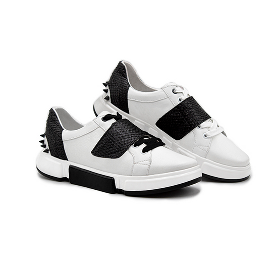 TENIS SNEAKERS DE BECERRO Y PIEL EXÓTICA DE PITÓN - MZ89H8