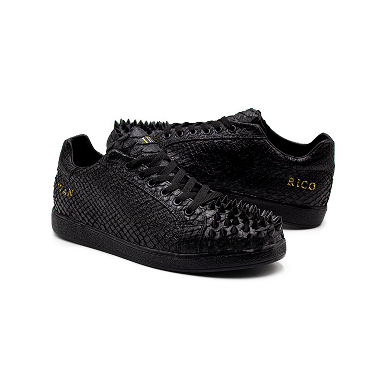 TENIS SNEAKERS DE SERPIENTE PITÓN NEGRO LUSTRADO - TSN95F