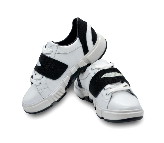 TENIS SNEAKERS NEGROS DE PIEL EXÓTICA DE MANTARRAYA - HUI298H