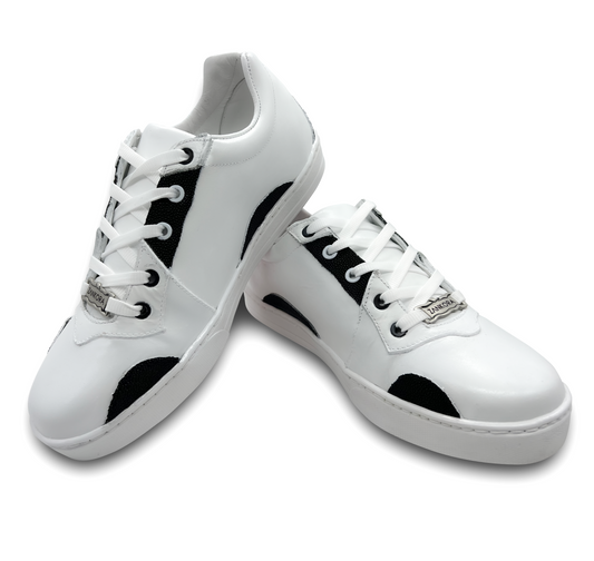 TENIS SNEAKERS DE PIEL MANTARRAYA CON BECERRO ITALIANO - HAG276H