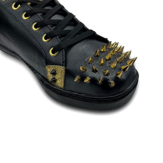 TENIS SNEAKERS DE PIEL PITÓN CON BECERRO ITALIANO Y ESTOPEROLES - HJAU768J