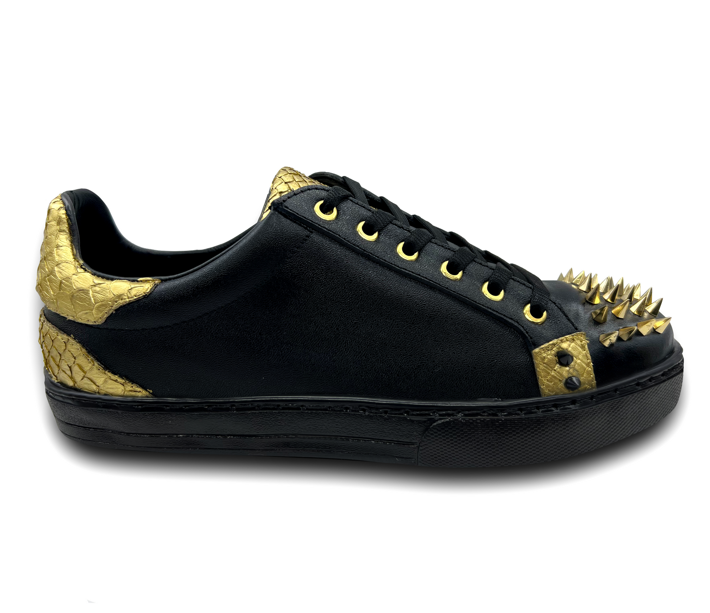TENIS SNEAKERS DE PIEL PITÓN CON BECERRO ITALIANO Y ESTOPEROLES - HJAU768J