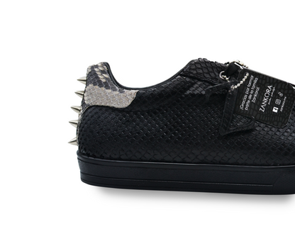 TENIS SNEAKERS NEGRO CON GRIS EN PIEL EXÓTICA DE SERPIENTE - AHS485H