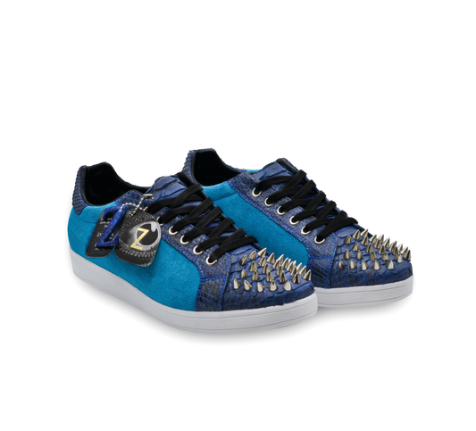 TENIS SNEAKERS DE PIEL PITÓN CON GAMUZA CON ESTOPEROLES - AGHY786H