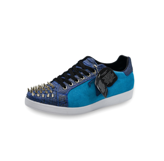 TENIS SNEAKERS DE PIEL PITÓN CON GAMUZA CON ESTOPEROLES - AGHY786H