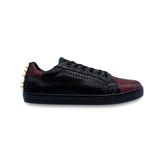 TENIS SNEAKERS NEGROS DE PIEL DE SERPIENTE PITÓN - APH789J