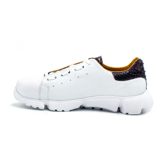 TENIS SNEAKERS EN PIEL DE BECERRO ITALIANO CON PITÓN MORADO - JEI092O