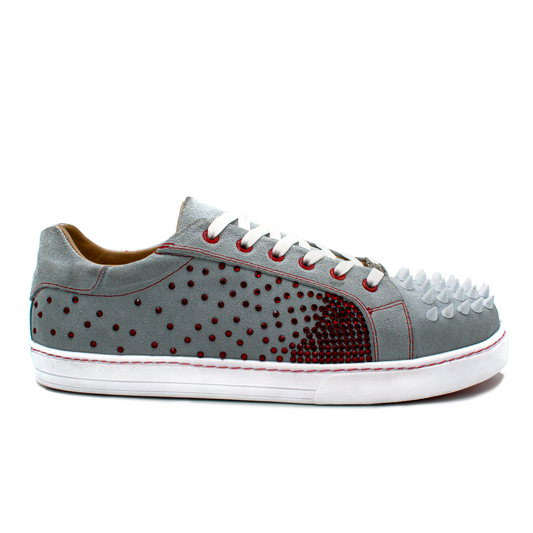 TENIS SNEAKERS EN PIEL DE GAMUZA GRIS CON ESTOPEROLES - JHA238I