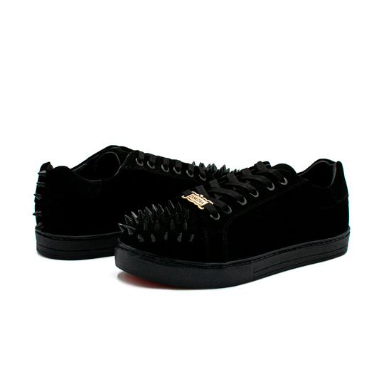 TENIS SNEAKERS EN PIEL DE GAMUZA NEGRA CON ESTOPEROLES - JKS293I