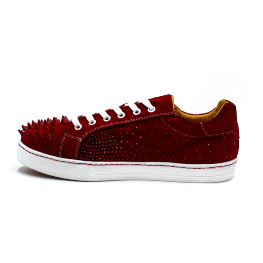 TENIS SNEAKERS EN PIEL DE GAMUZA ROJO CON ESTOPEROLES - EJH239K