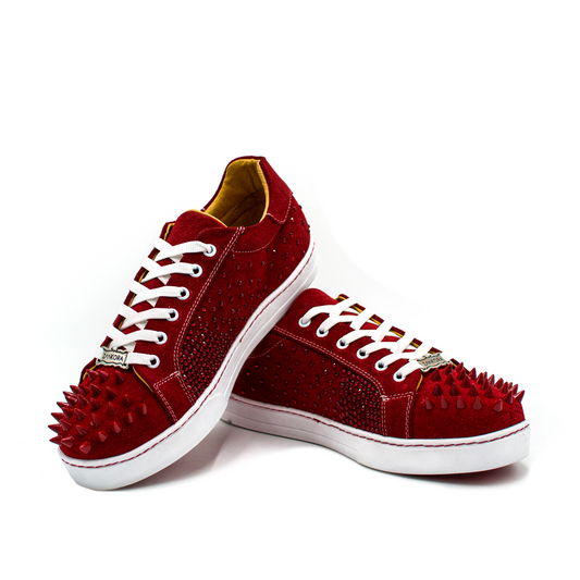 TENIS SNEAKERS EN PIEL DE GAMUZA ROJO CON ESTOPEROLES - EJH239K