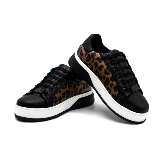 TENIS SNEAKERS TIPO JAGUAR CON PIEL DE BECERRO ITALIANO - KJI298U