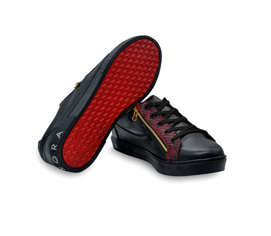 TENIS SNEAKERS NEGROS DE PIEL SERPIENTE PITÓN - GAJ768H