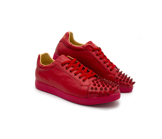 TENIS SNEAKERS ROJOS COMPLETAMENTE BECERRO ITALIANO CON ESTOPEROLES - GAHU879I