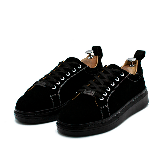 TENIS SNEAKERS GAMUZA NEGRO MONACO ALL BLACK - JEI394I
