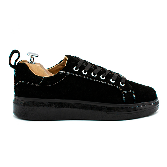 TENIS SNEAKERS GAMUZA NEGRO MONACO ALL BLACK - JEI394I